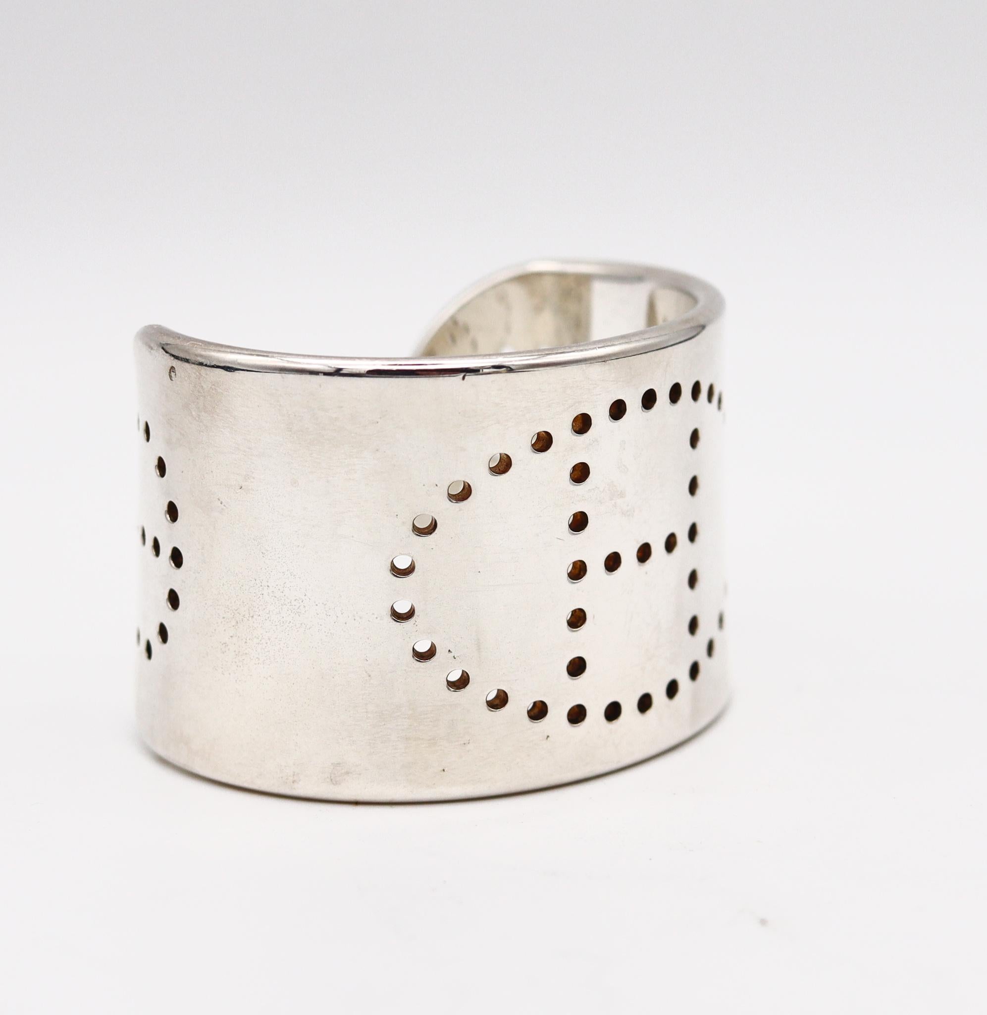 Modernist Hermès Paris Eclypse Small Cuff Bracelet in Solid .925 Sterling Silver For Sale