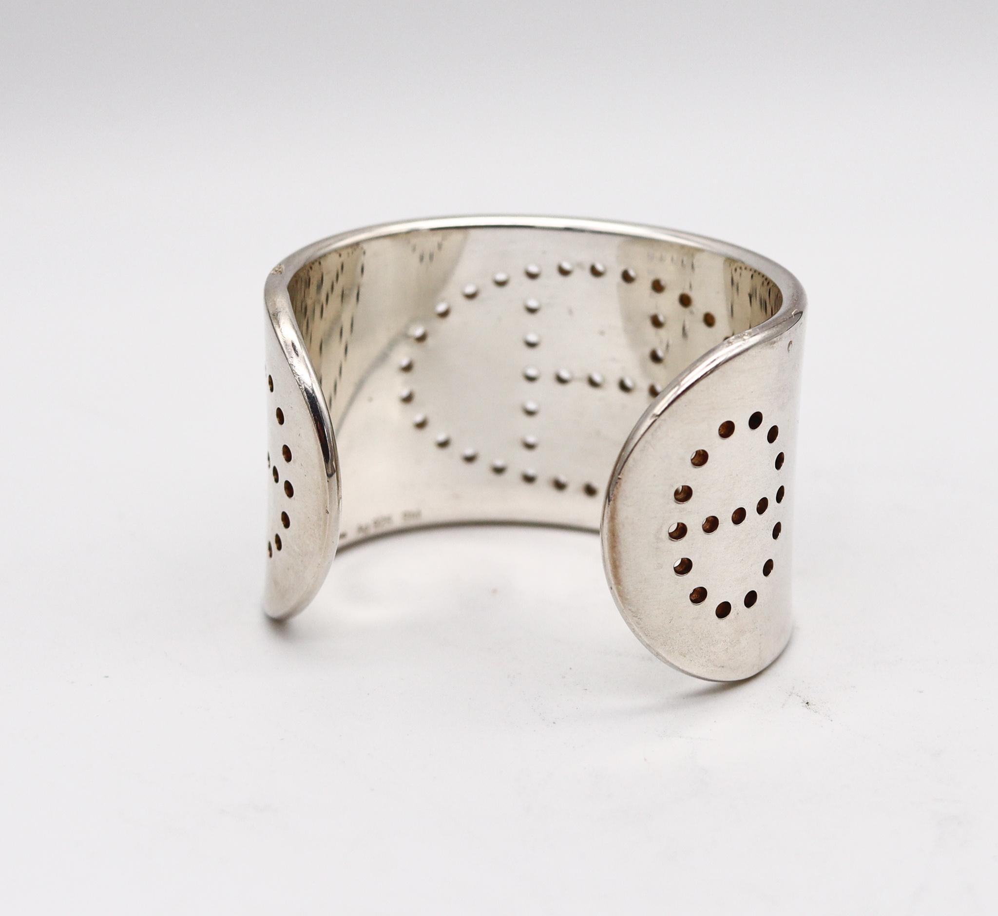 Hermès Paris Eclypse Small Cuff Bracelet in Solid .925 Sterling Silver In Excellent Condition For Sale In Miami, FL