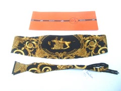 Hermes Paris Elegant Silk Cummerbund & Bow Tie Ensemble c 1990s