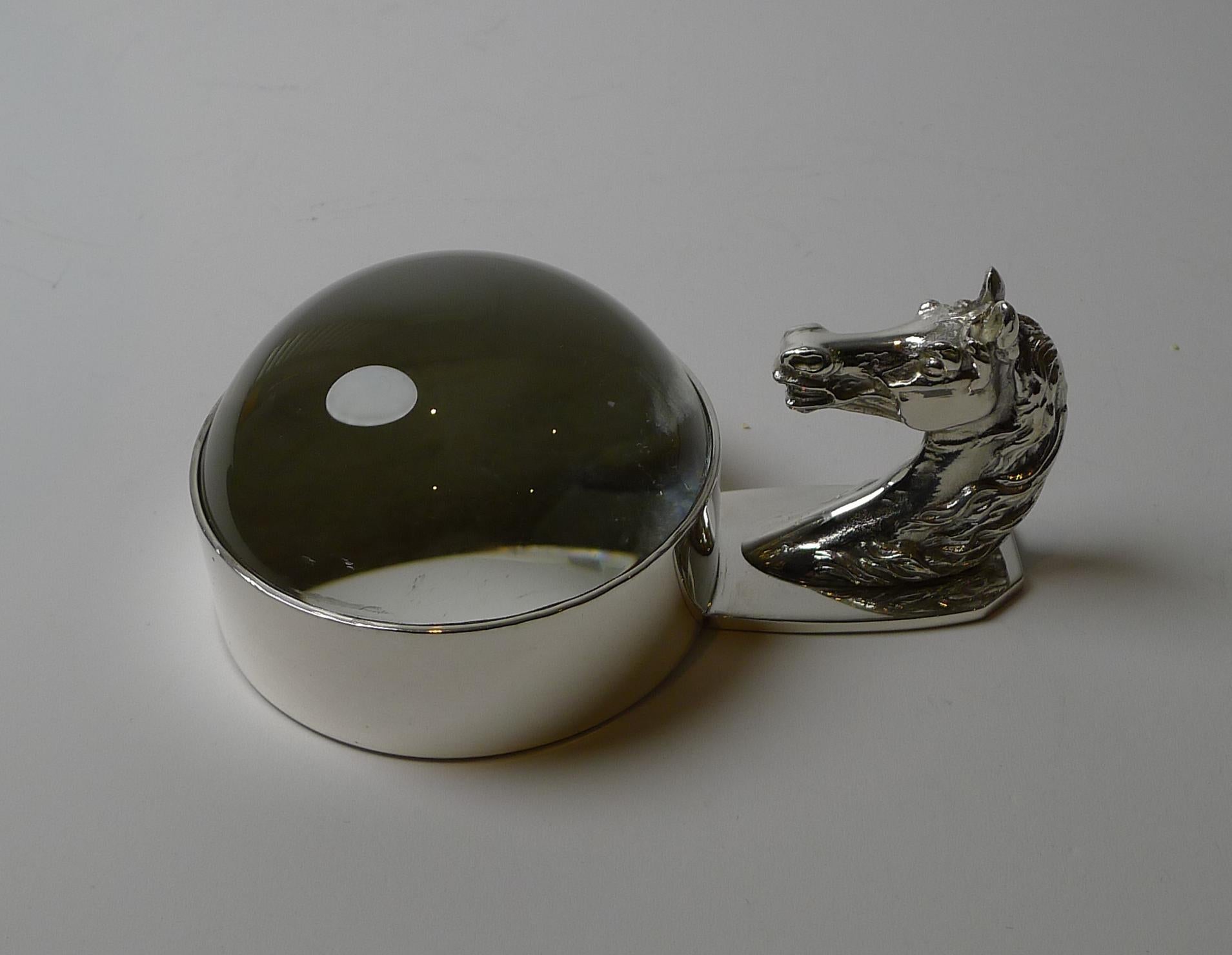 Mid-Century Modern Hermes, Paris, Equestrian Horse Head Magnifying Glass c.1960 For Sale