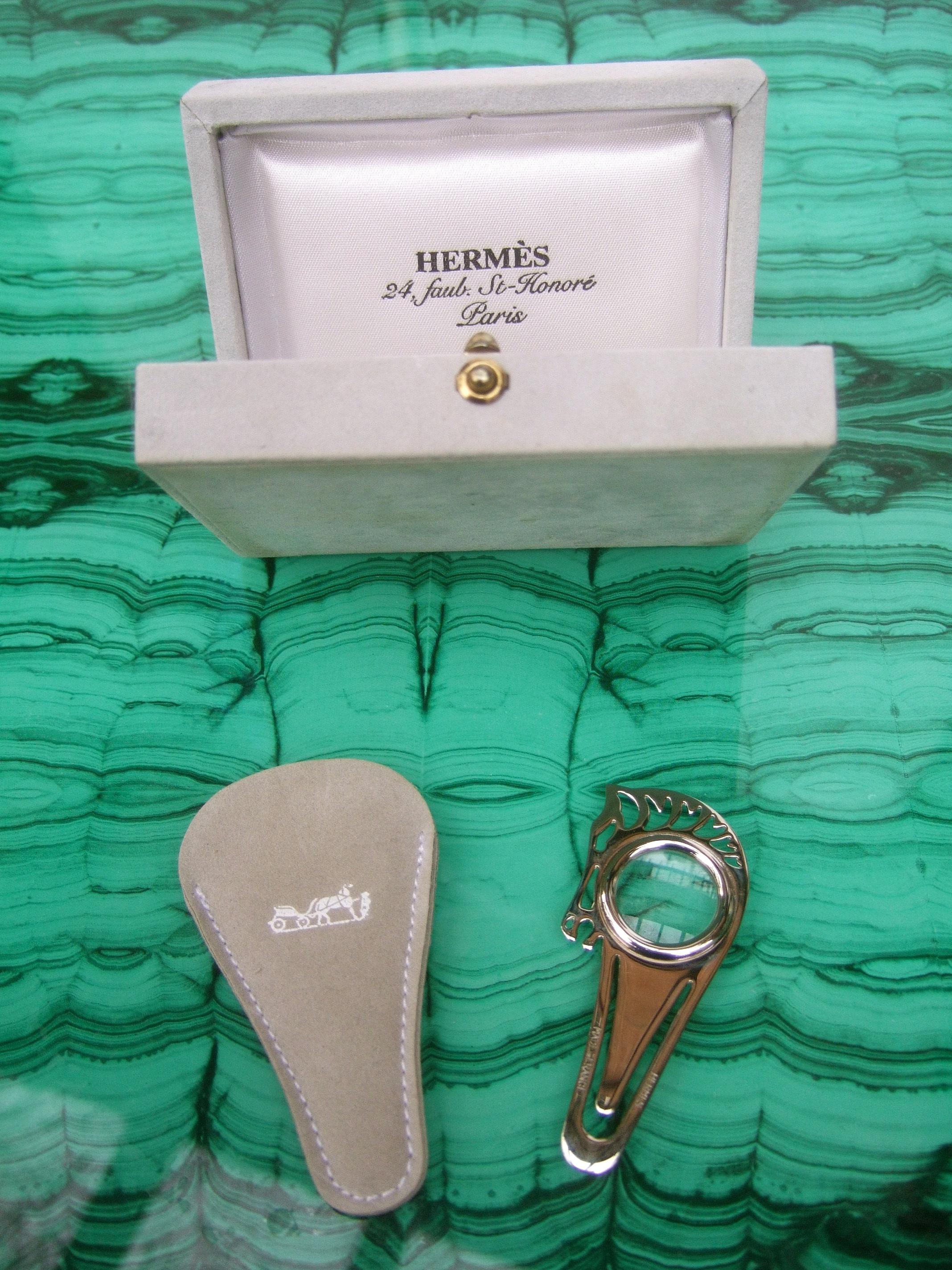 Hermes Paris Equine Bookmark Magnifying Glass in Hermes Box  In Good Condition In University City, MO