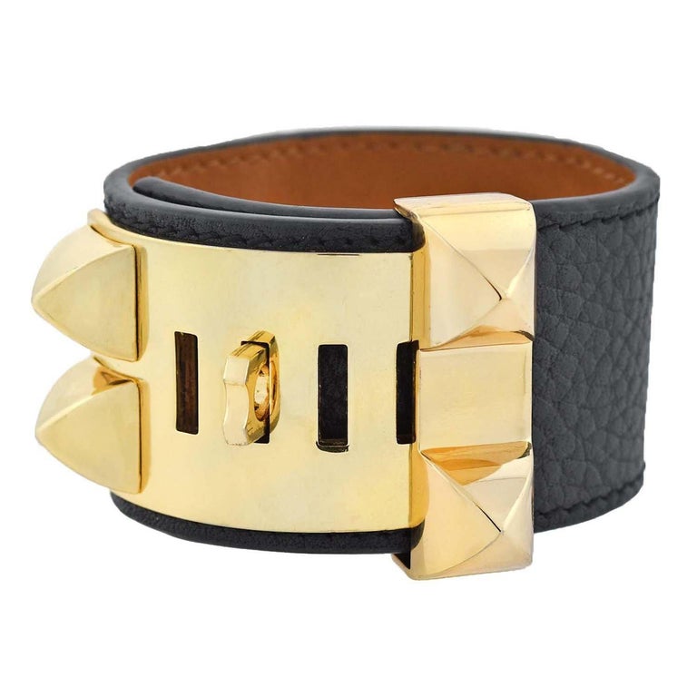 Hermès Collier de Chien Bracelet Epsom Gold Leather with Gold Hardware