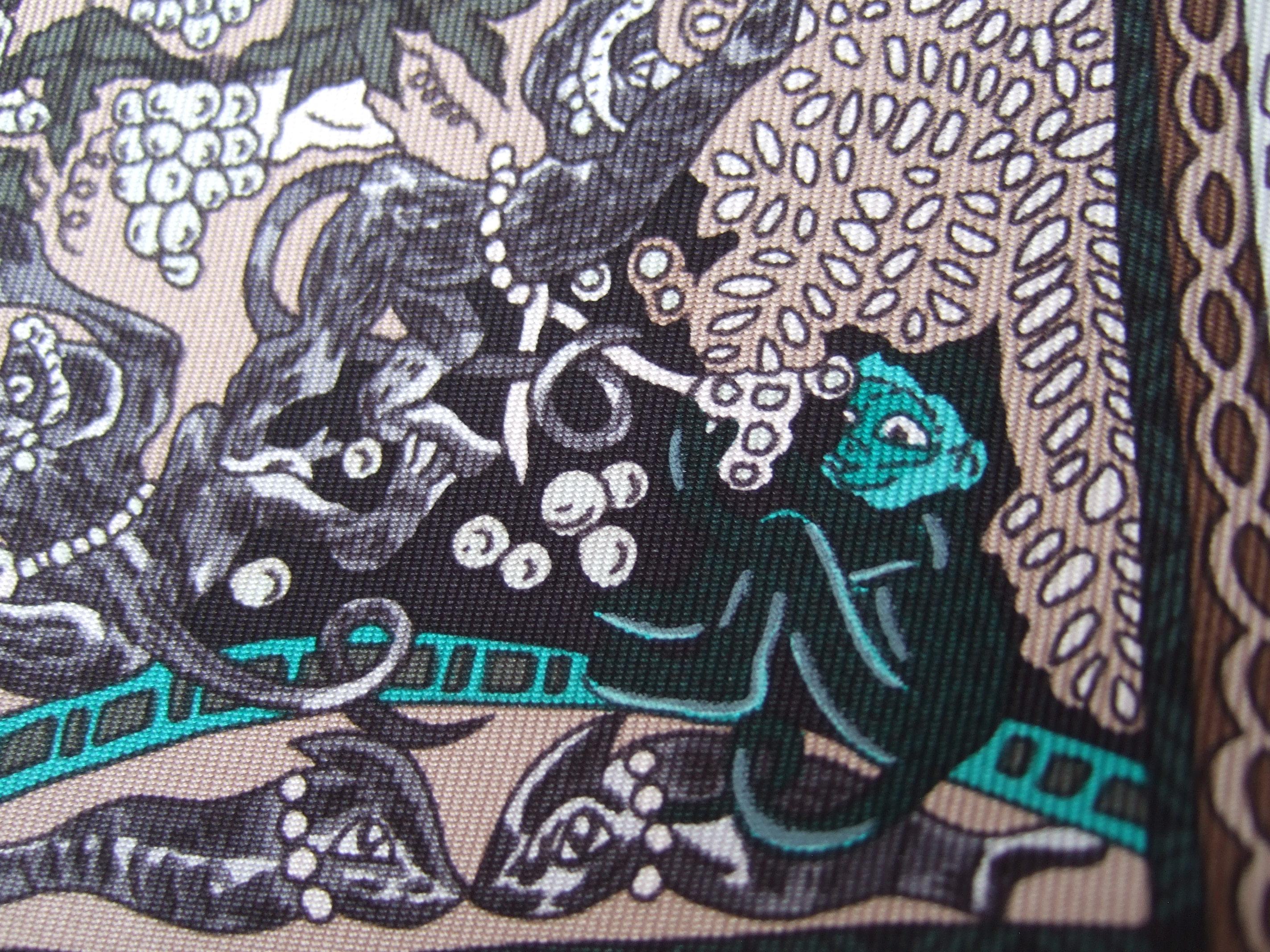 Hermes Paris Exotic Silk Jungle Animals Themed Hand Rolled Scarf c 1990s  11