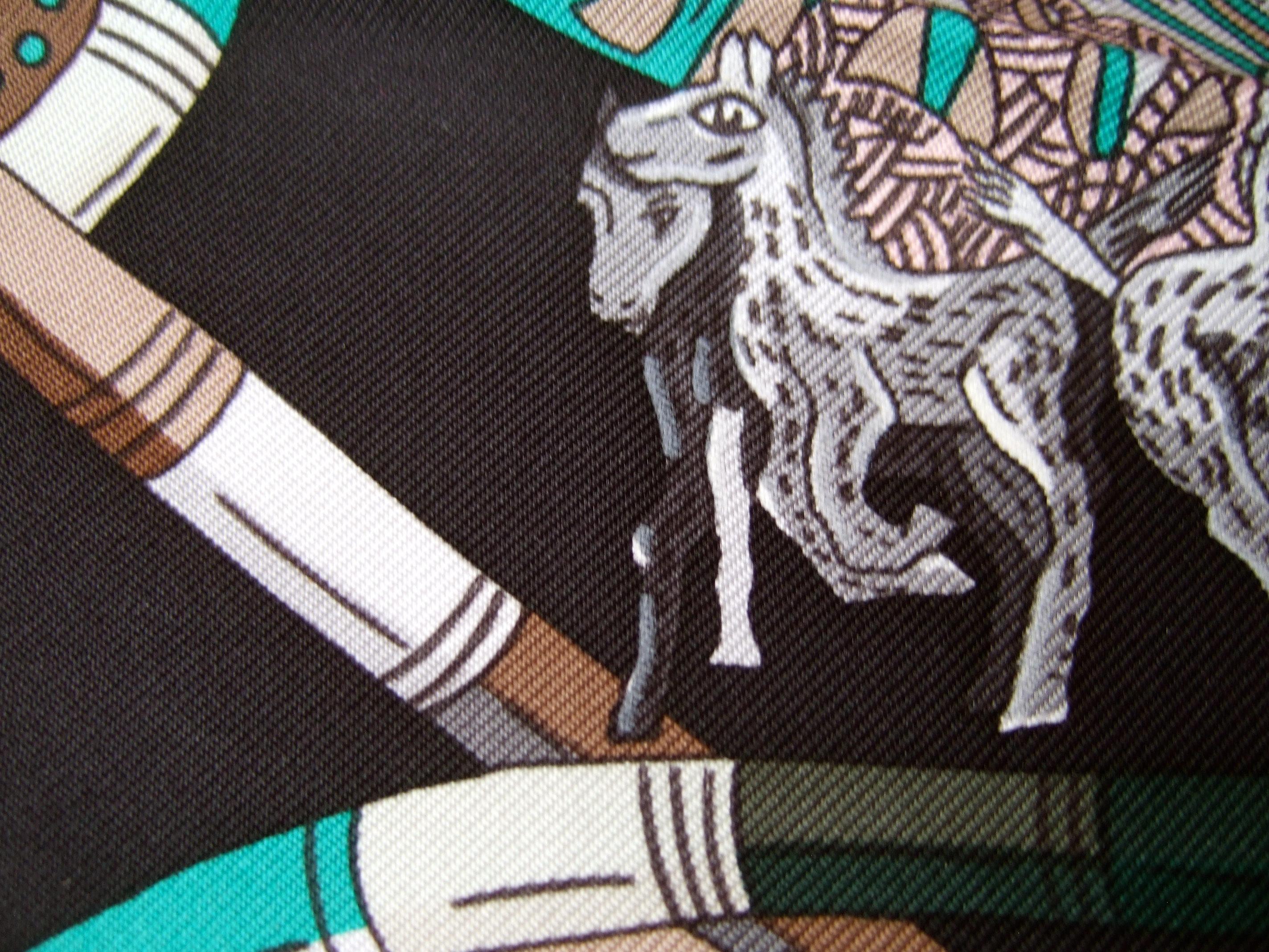 Women's Hermes Paris Exotic Silk Jungle Animals Themed Hand Rolled Scarf c 1990s 