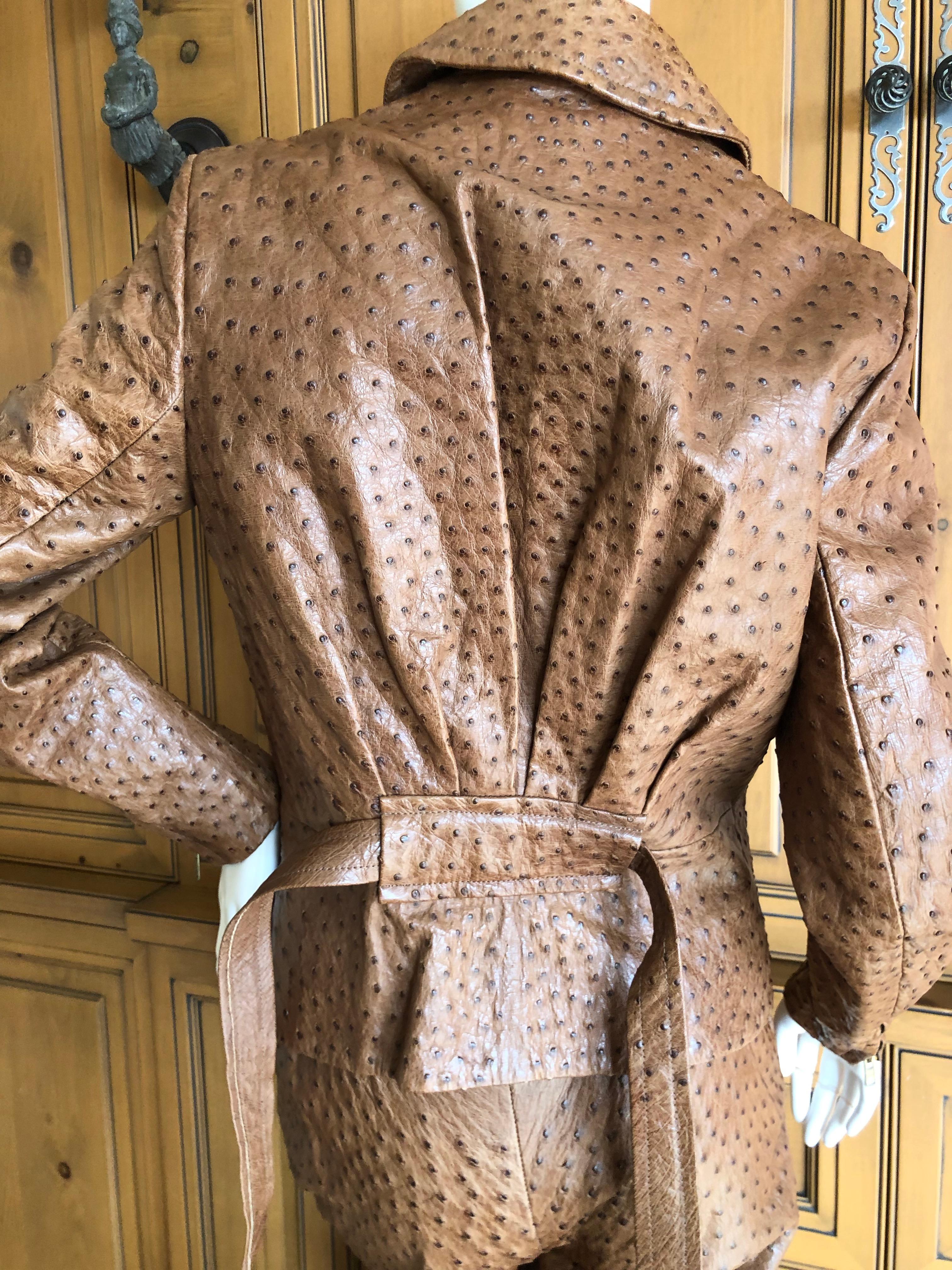 Hermes Paris Extraordinary Vintage Honey Brown Ostrich Motorcycle Jacket  For Sale 5