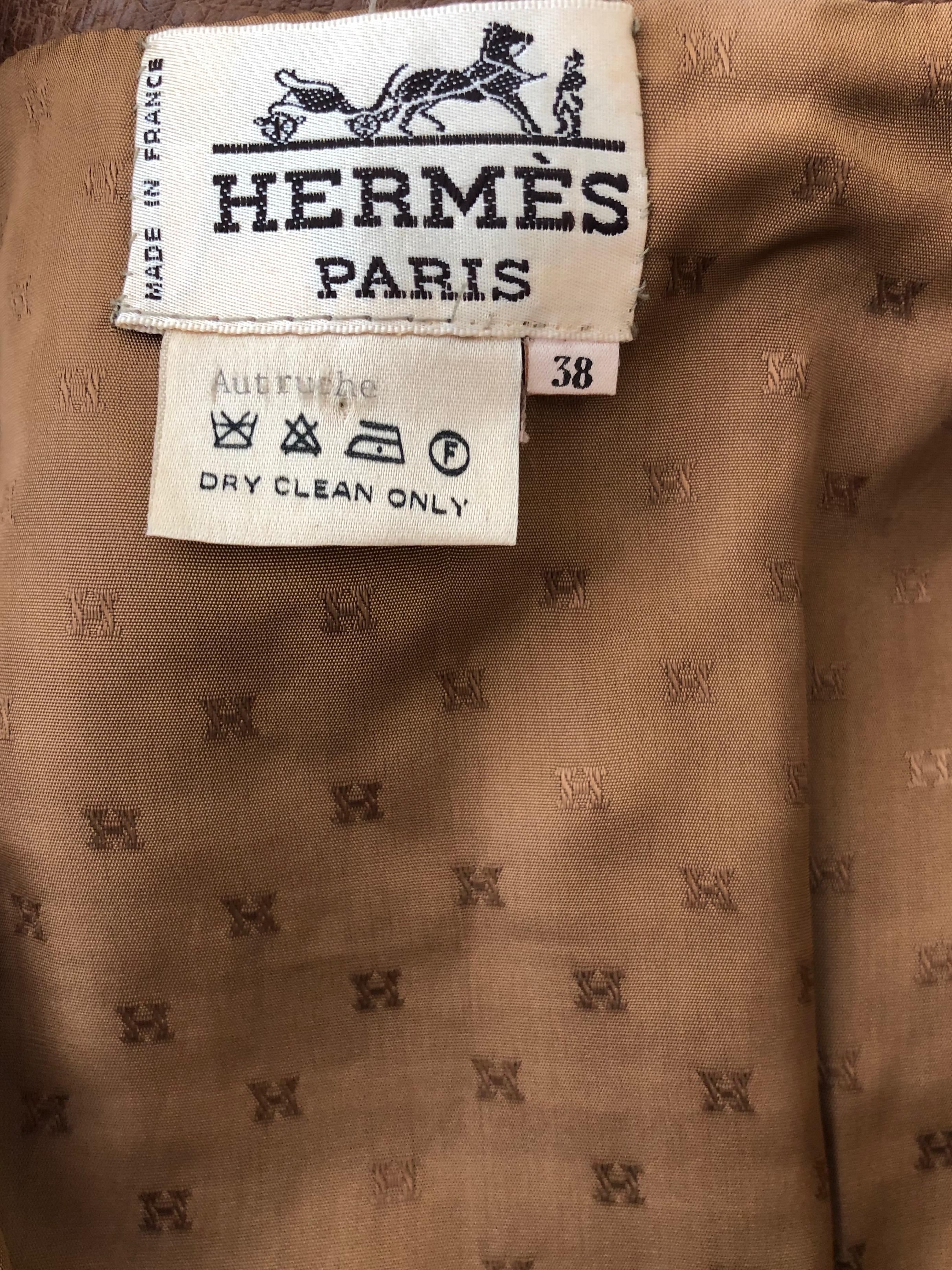 Hermes Paris Extraordinary Vintage Honey Brown Ostrich Motorcycle Jacket  For Sale 6