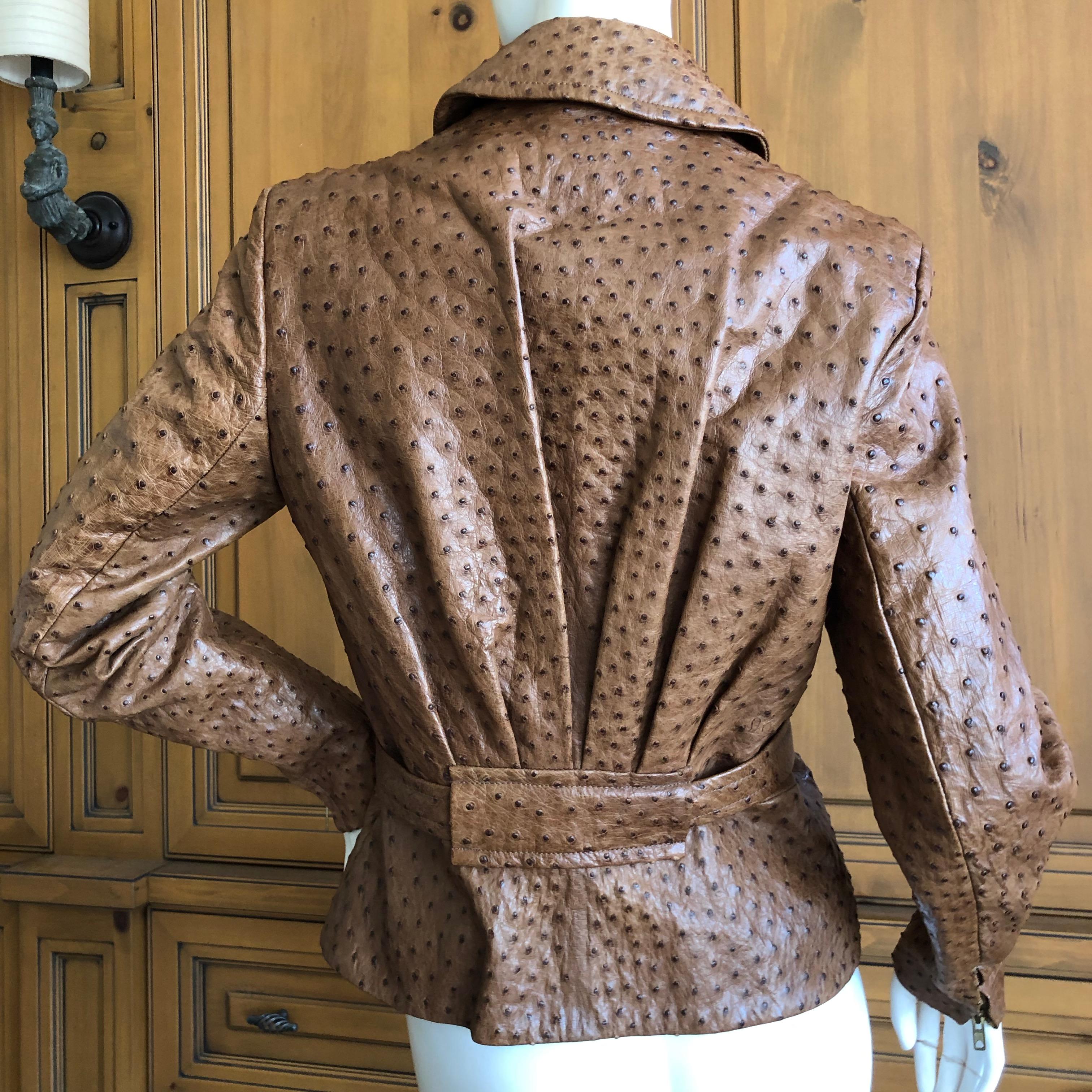 Hermes Paris Extraordinary Vintage Ostrich Motorcycle Suit 
Includes Moto Jacket and Pants.
This is a really special vintage suit. This is fully lined in Hermes silk H fabric.
This is so beautifully made,  such attention to detail is remarkable.
In