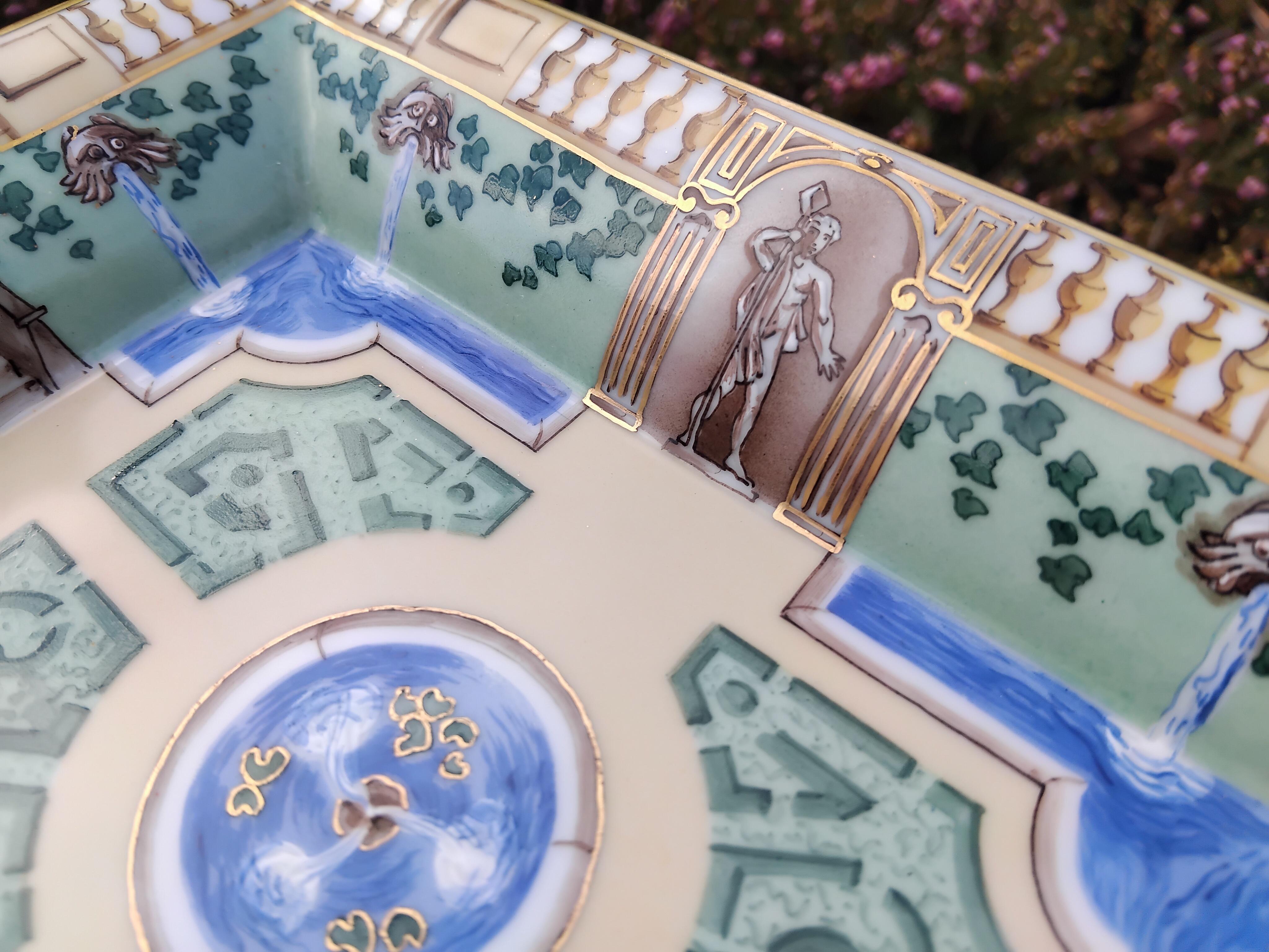 Femenino o masculino Hermès París Jardín Francés Impreso Cenicero Cigarros Bandeja de cambio Porcelana Dorada en venta