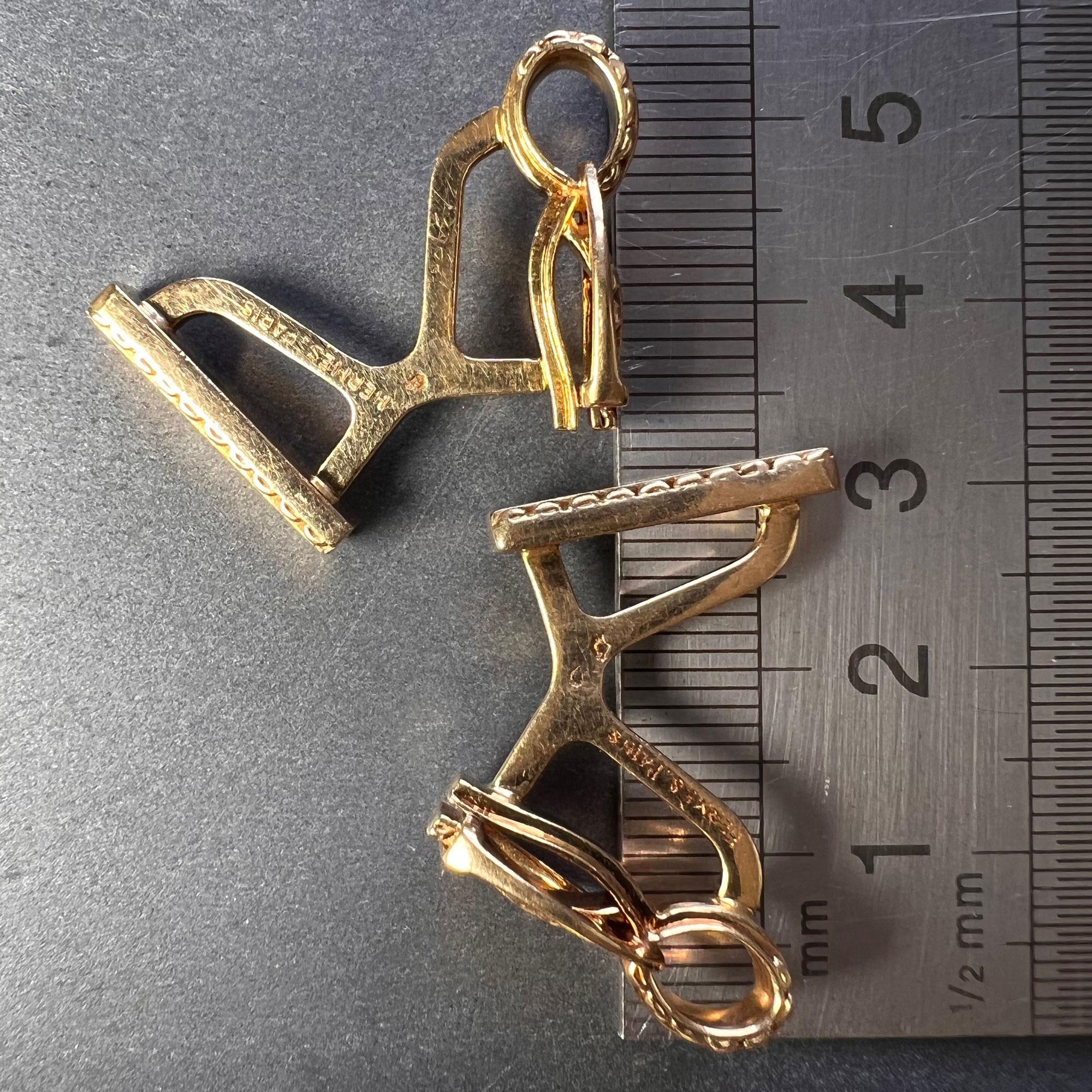 Hermes Paris French Stirrup 18K Yellow Gold Cufflinks For Sale 5