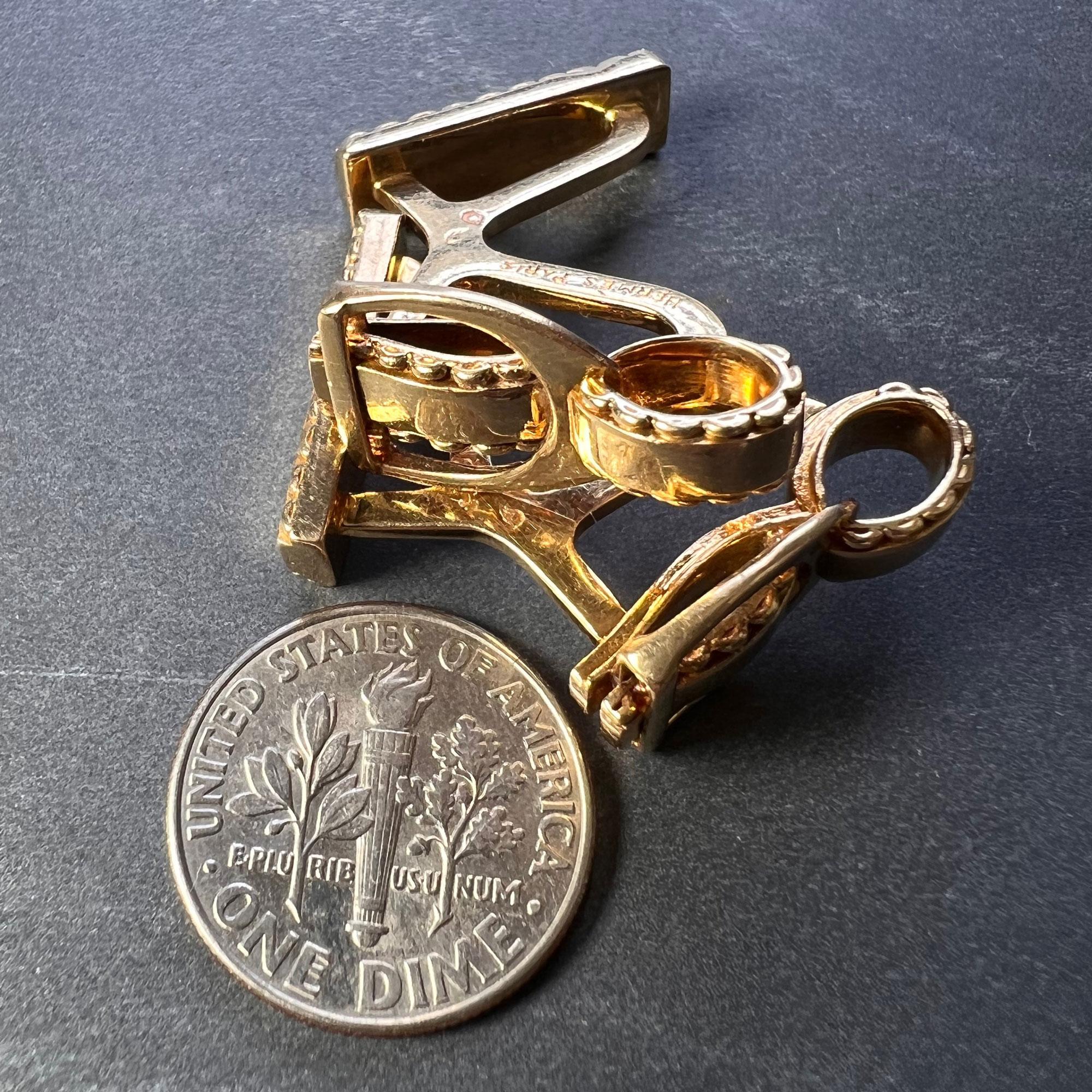 Hermes Paris French Stirrup 18K Yellow Gold Cufflinks For Sale 6