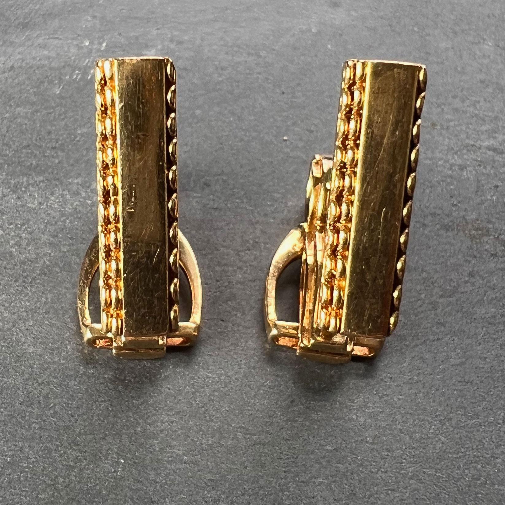 Hermes Paris French Stirrup 18K Yellow Gold Cufflinks For Sale 1