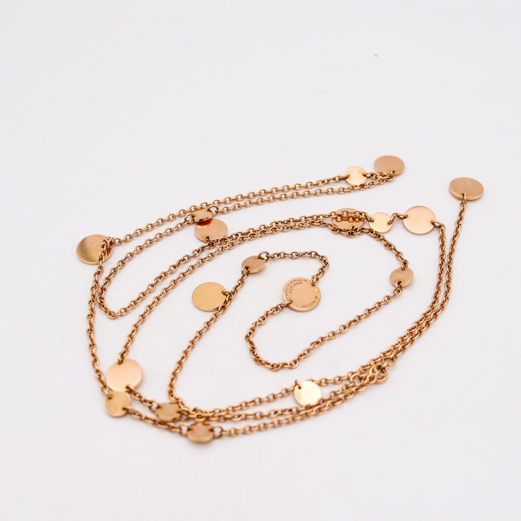 HERMÈS Paris Geometrische Kreise Lange Sautoir-Halskette aus massivem 18-karätigem Gelbgold im Zustand „Hervorragend“ im Angebot in Miami, FL