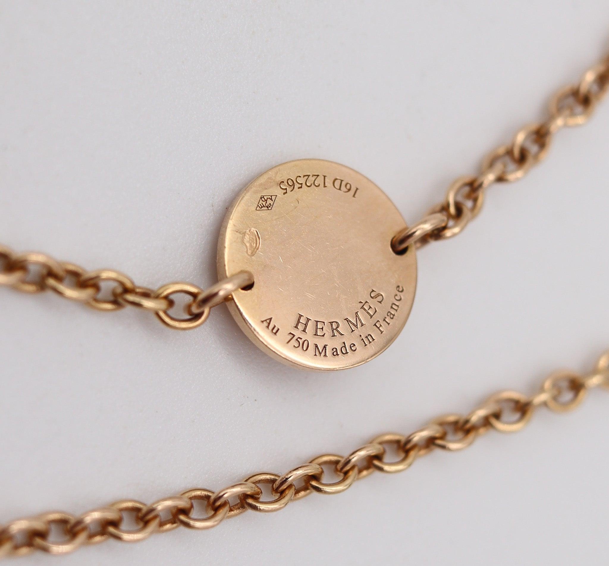 HERMÈS Paris Geometrische Kreise Lange Sautoir-Halskette aus massivem 18-karätigem Gelbgold Damen im Angebot