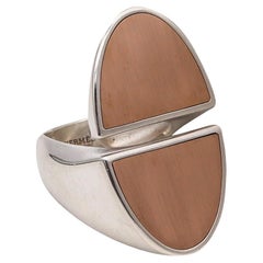 Hermes Paris Geometric H Logo Cocktail Ring in 18Kt Yellow Gold and Sterling