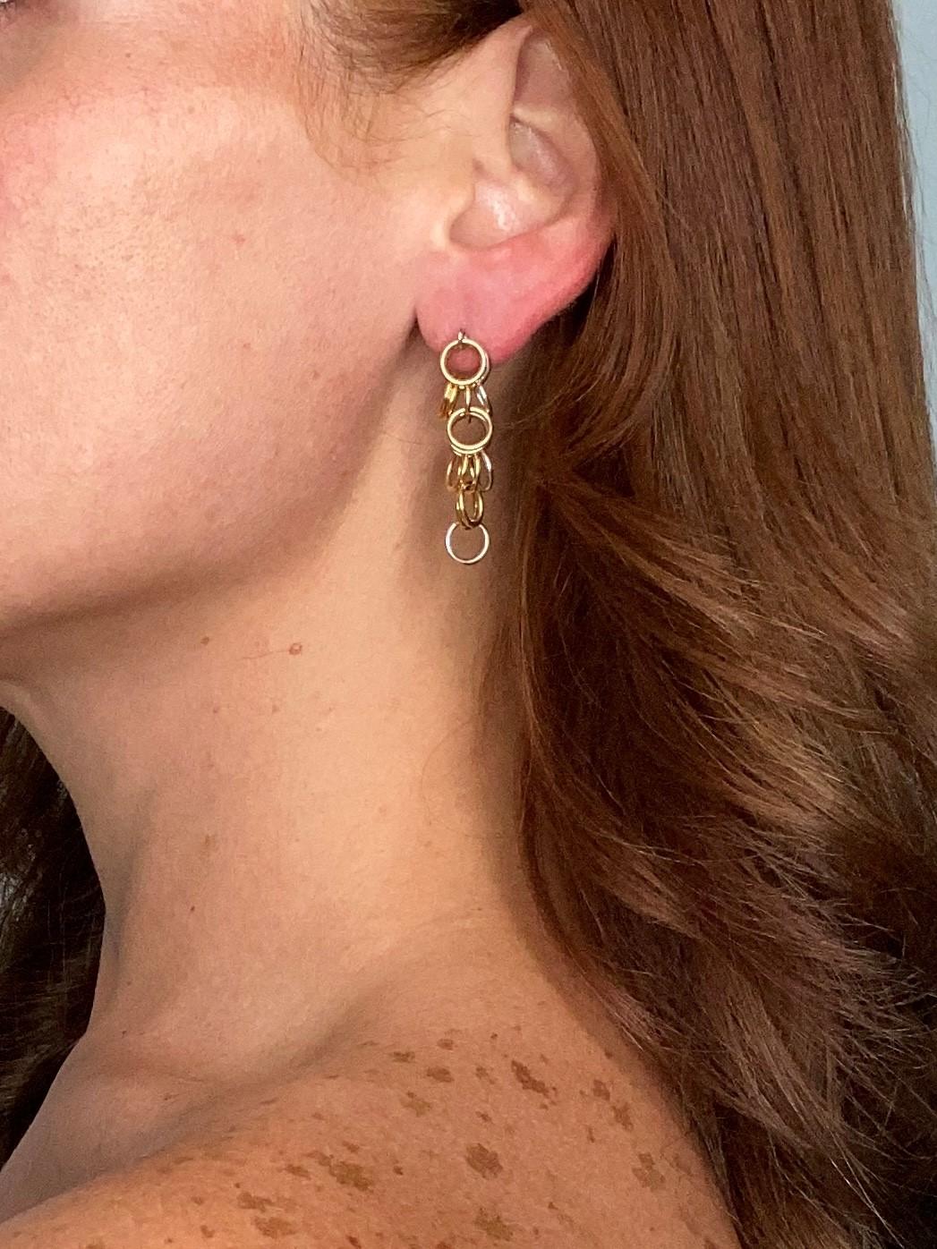 Hermes Paris Geometric Kinetic Drop Earrings with Circles Links in 18kt Gold 2