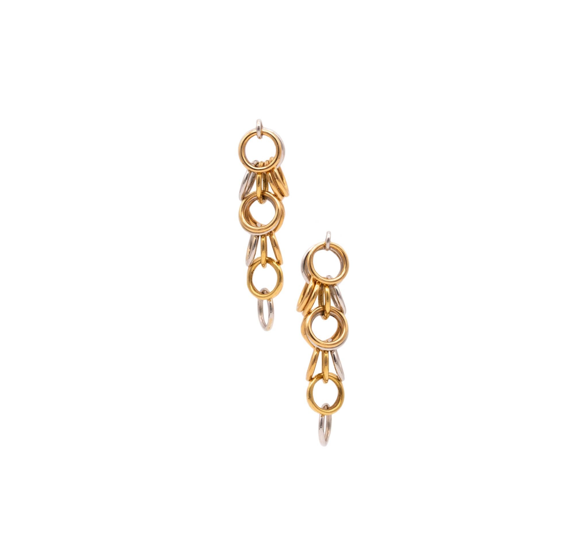 Hermes Paris Geometric Kinetic Drop Earrings with Circles Links in 18kt Gold 1