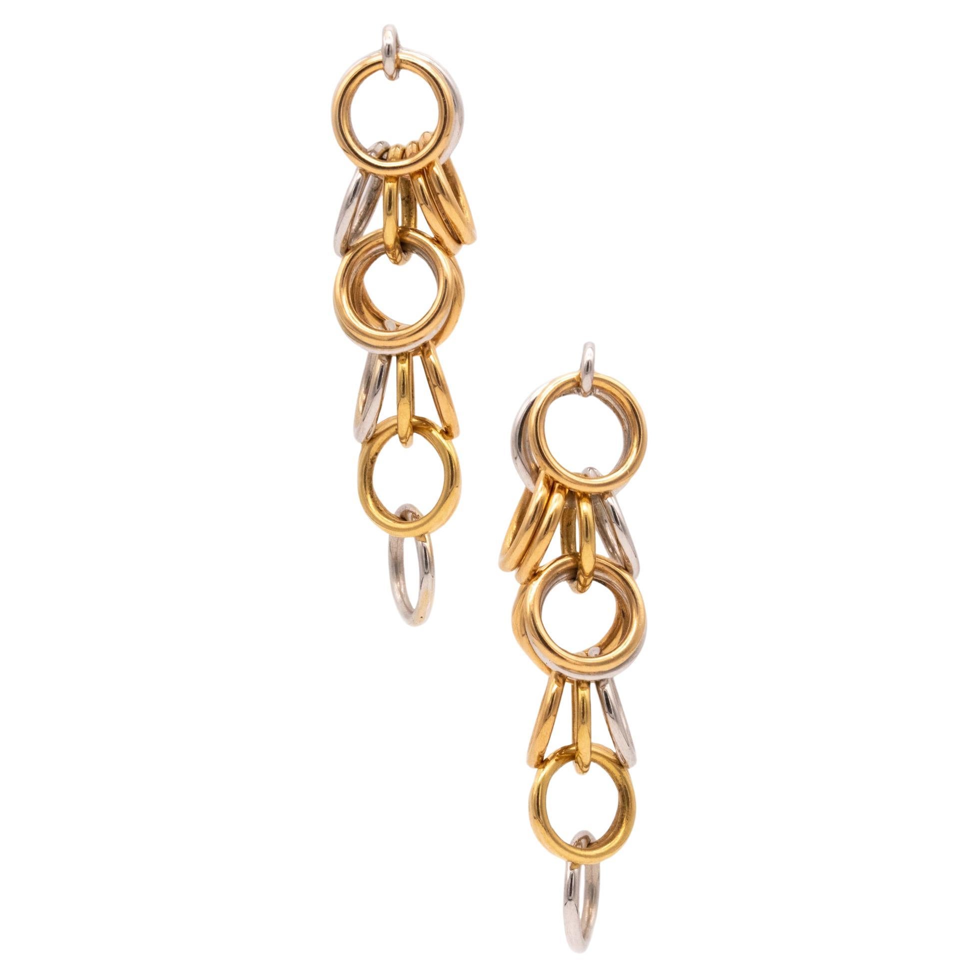 Hermes Paris Geometric Kinetic Drop Earrings with Circles Links in 18kt Gold
