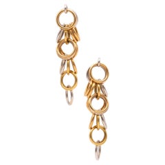 Pendientes Gota Cinética Geométrica Hermes Paris con eslabones circulares en oro de 18 quilates