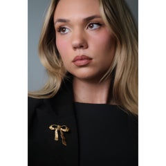 Hermès Paris Georges L'enfant 18K Yellow Gold Ribbon Bow Brooch