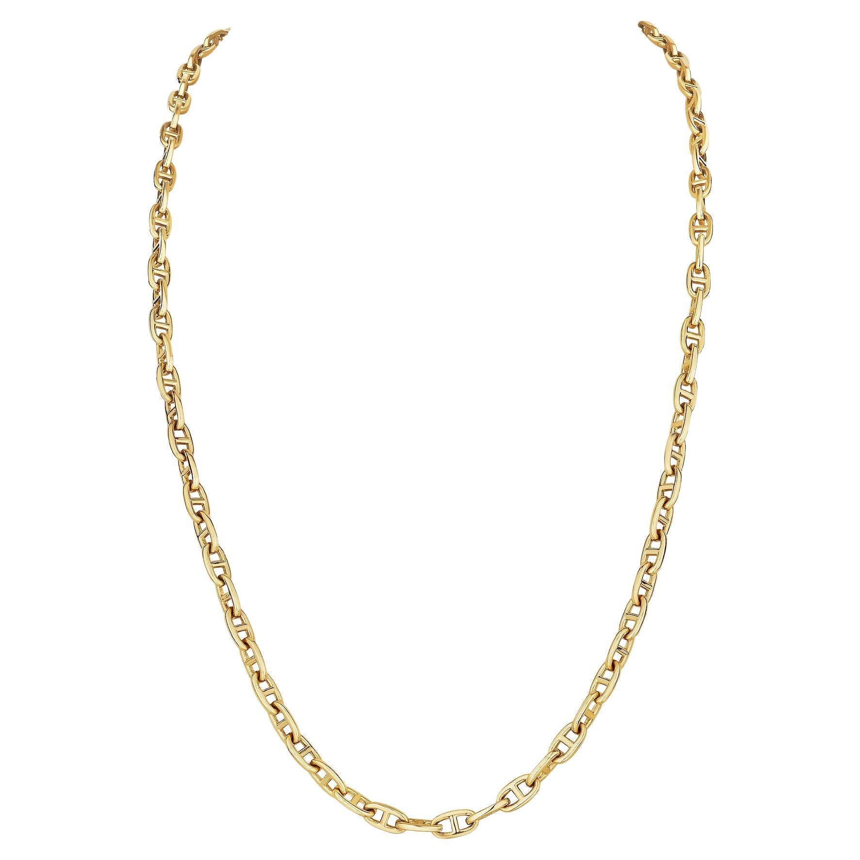 Hermes Paris Gold 'Chain d' Ancre' Long Link Necklace For Sale