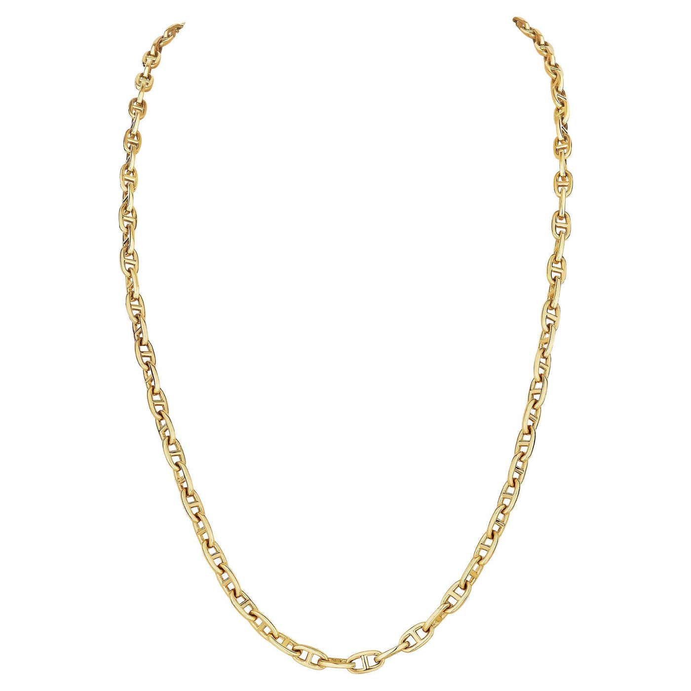 Ermes Chain Hermes Paris Gold 'Chain d' Ancre' Long Link Necklace For Sale at ...