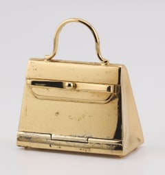 Hermes Paris Gold Plated Sterling Silver Kelly Bag Pill Box Charm Pendant