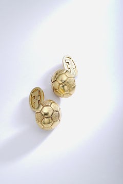 Hermes Paris Gold Soccer Ball Cufflinks