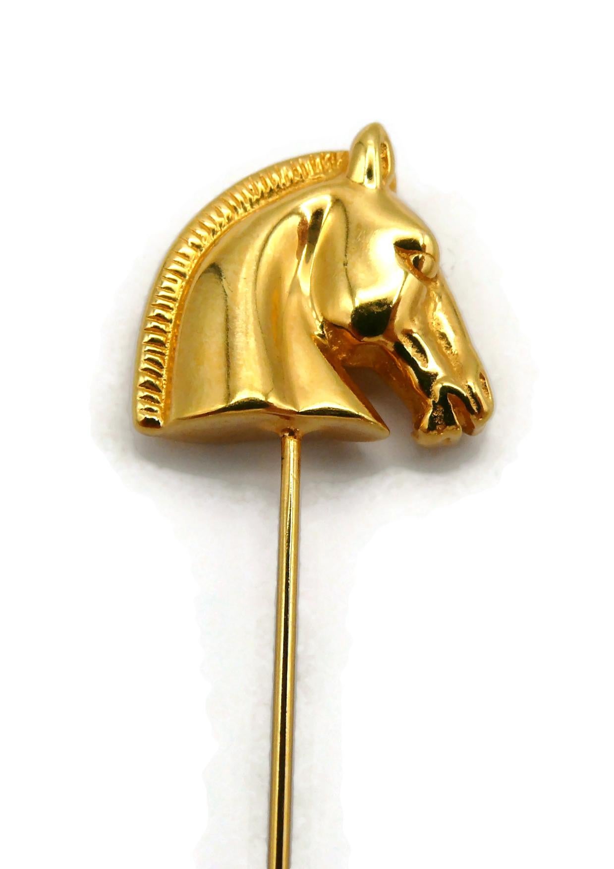HERMES PARIS Gold Tone Horse Head Lapel Pin 3