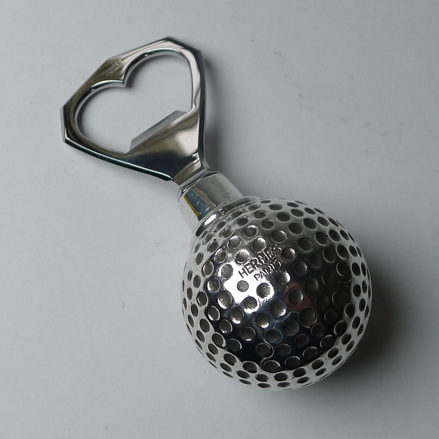 Silver Plate Hermes, Paris, Golf Ball Bottle Opener, C.1960
