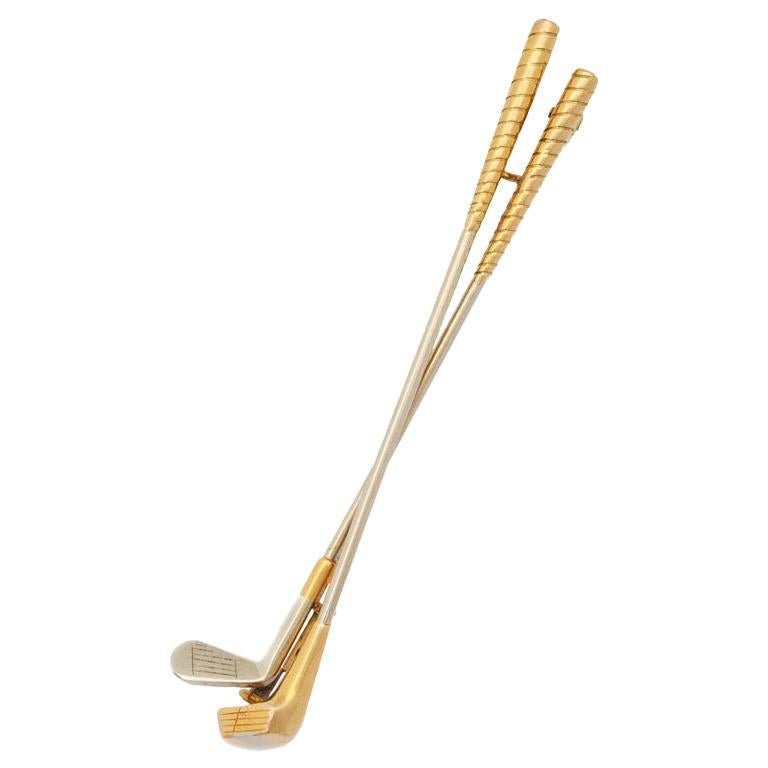 Hermes Paris Golf Club Two-Tone Gold Lapel Pin