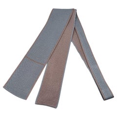 Hermes Paris Gray Beige Silk Maille de Soie Reversible Knit Neck Tie