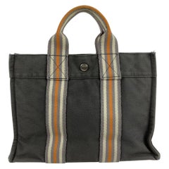 Hermes Paris Gray Canvas Fourre Tout PM Bag Ginza 2001 Limited Ed