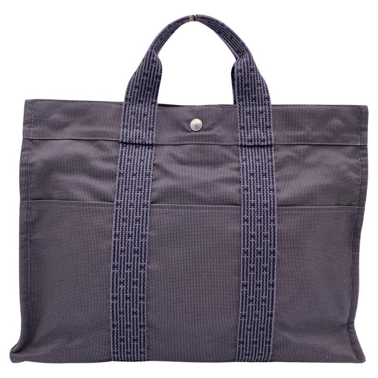 Hermes Paris Grey Canvas Her Line Herline MM Handbag Tote Bag For Sale ...