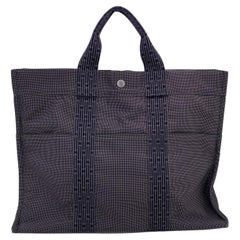 Hermes Paris Grey Canvas Her Line Herline MM Yale Tote Bag