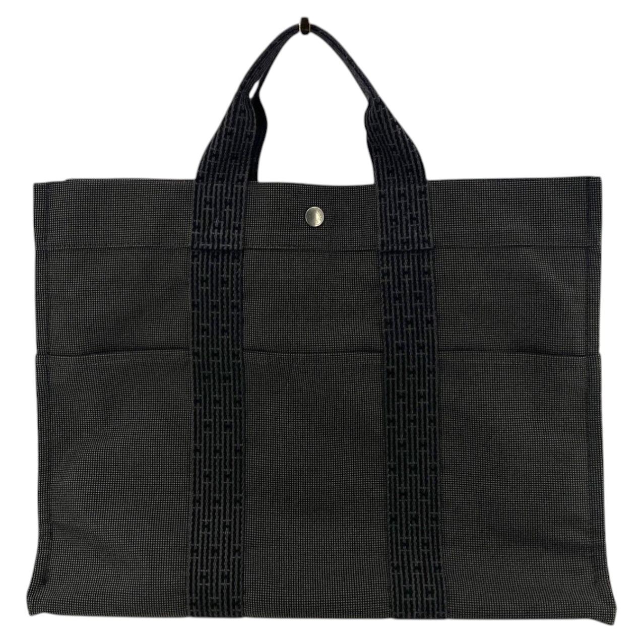 Hermes Paris Grigio Tela Her Line Herline MM Yale Tote Bag in vendita