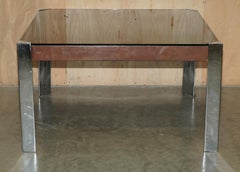 HERMES PARIS GUIDO FALESCHINI MiD CENTURY MODERN GLASS & LEATHER DINING TABLE