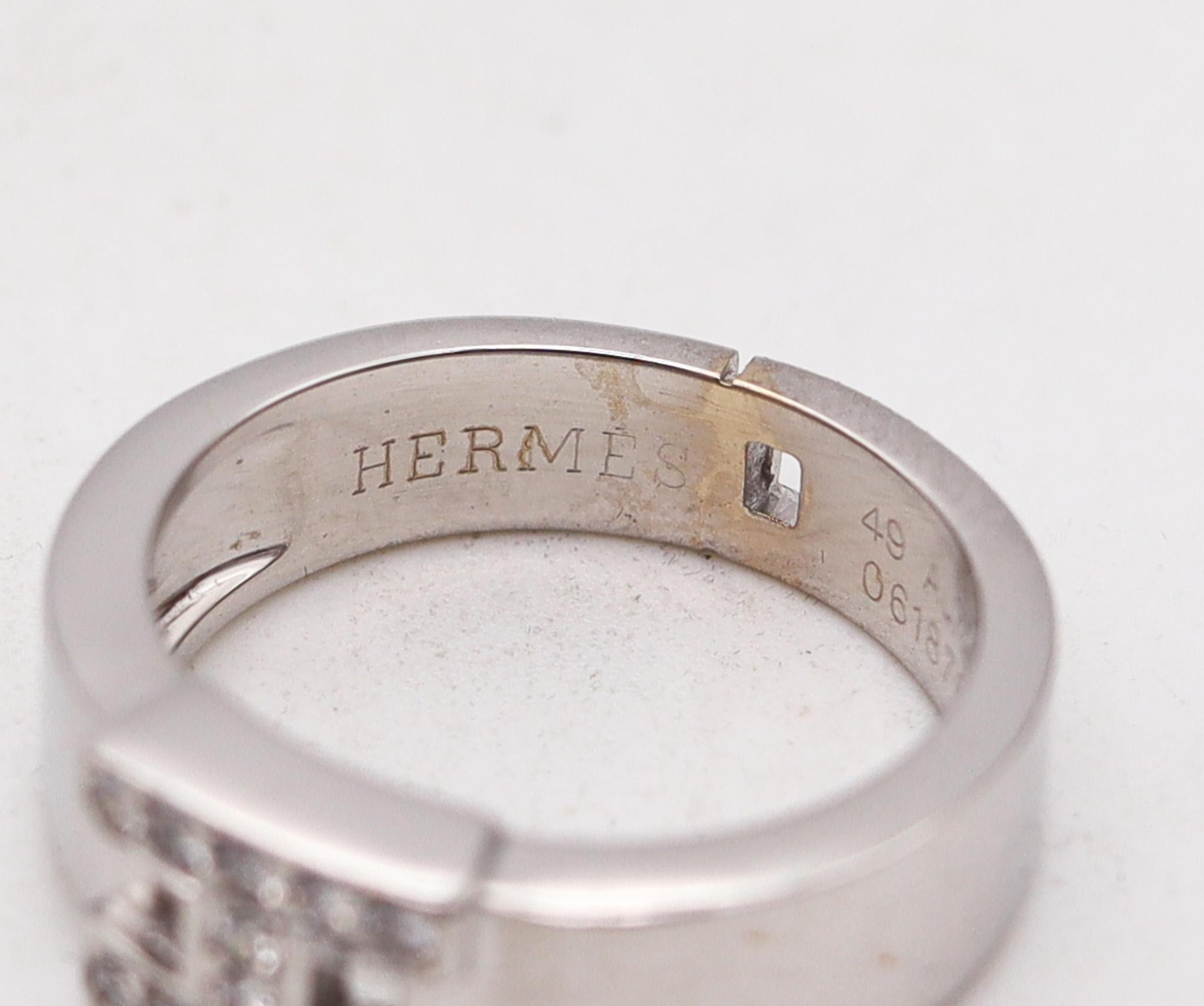 Hermes Paris H Ring Band in 18Kt Weißgold mit VVS Runde Diamanten (Modernistisch) im Angebot
