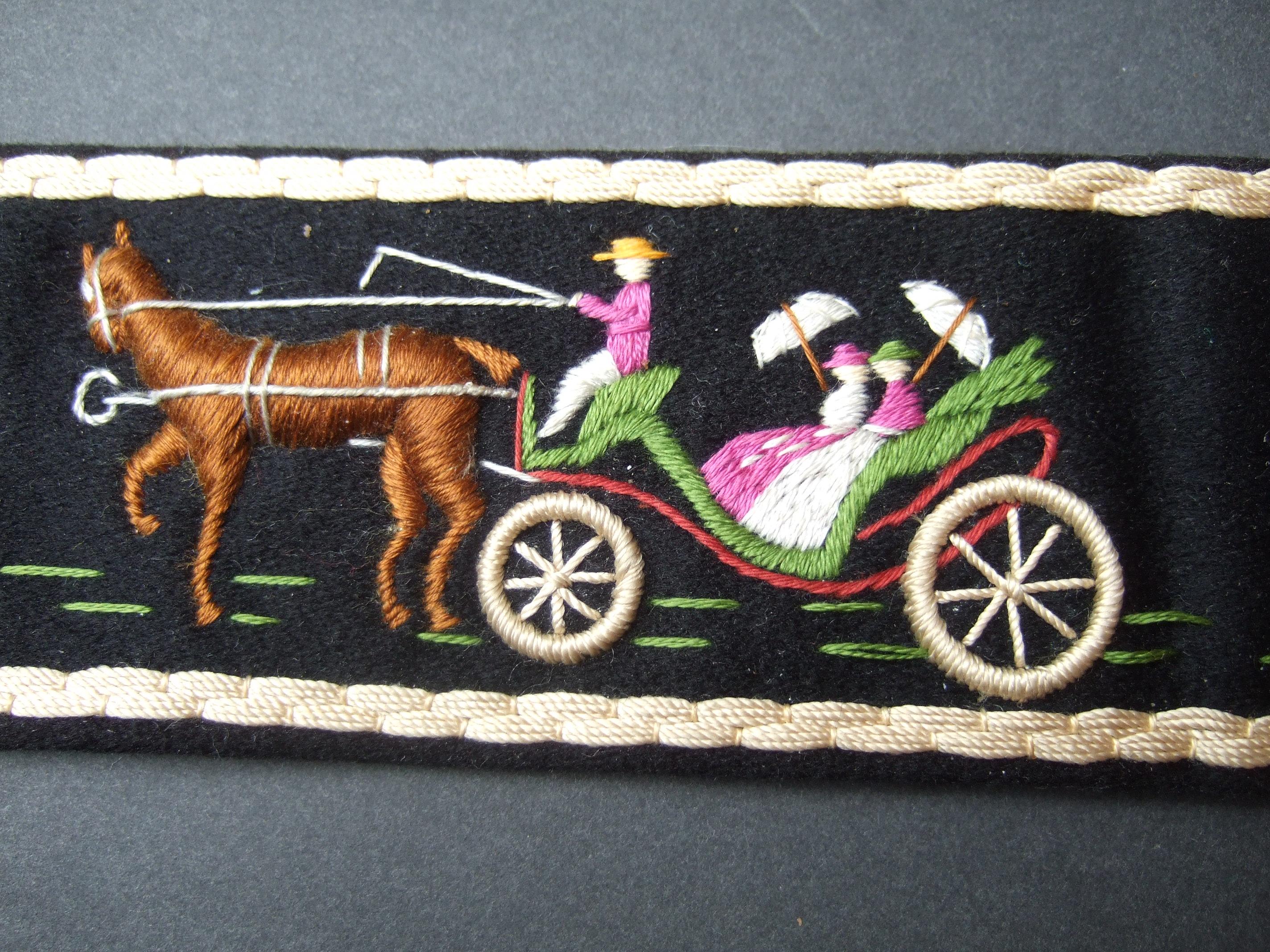 Hermes Paris Handmade Cloth Artisan Embroidered Tassel Belt c 1970s  For Sale 5