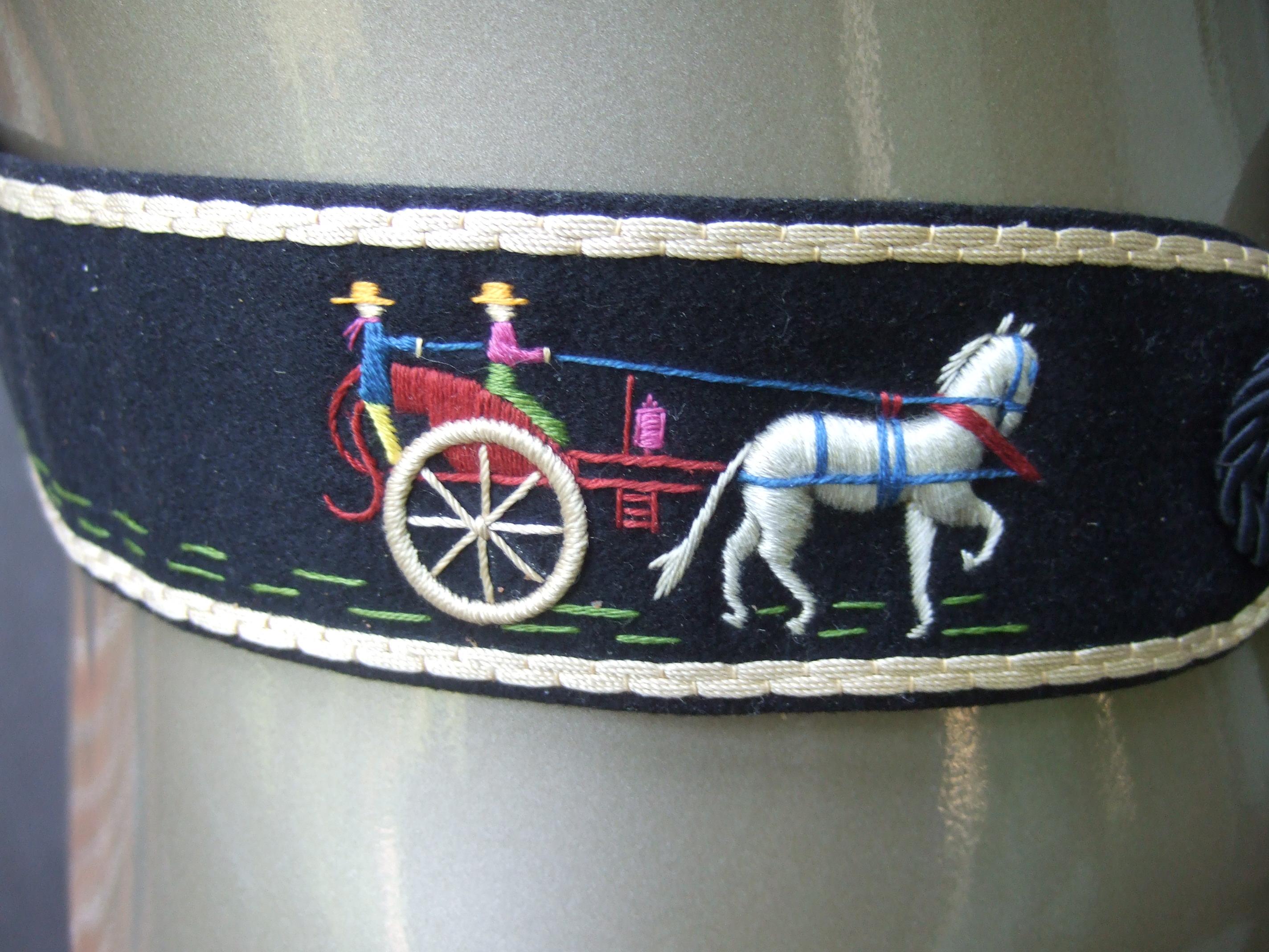 Hermes Paris Handmade Cloth Artisan Embroidered Tassel Belt c 1970s  For Sale 6