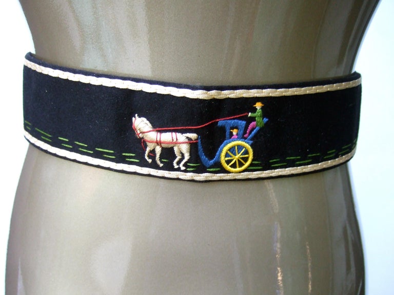 Hermès Paris Vintage Equestrian Silk Embroidered Belt w/ Tassel – Rare Collector Hermes Paris Cloth Artisan Embroidered Tassel Belt in Hermes  main image 2