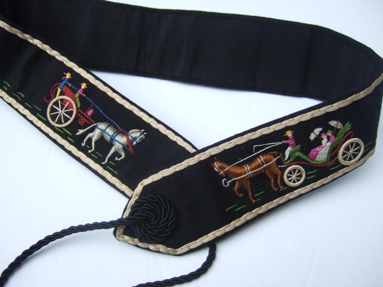 Hermès Paris Vintage Equestrian Silk Embroidered Belt w/ Tassel – Rare Collector Hermes Paris Cloth Artisan Embroidered Tassel Belt in Hermes  main image 3