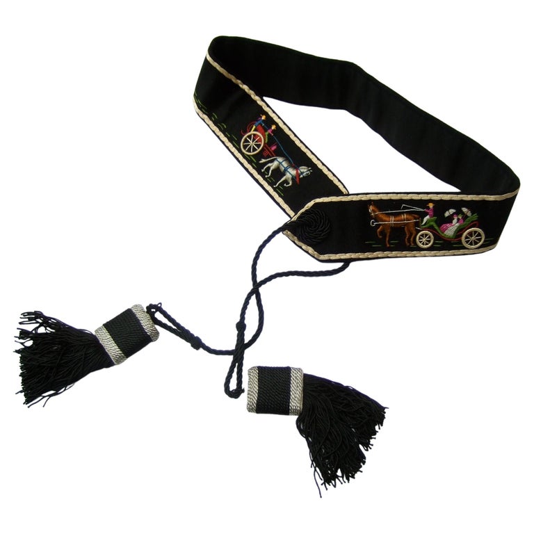 Hermes Paris Cloth Artisan Embroidered Tassel Belt in Hermes 