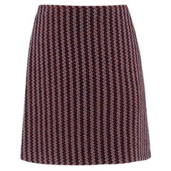 Hermes Paris Herringbone-Tweed Wool Skirt SIZE 36