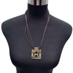 Hermes Paris Horn H Anhänger Multistrand Cord Halskette