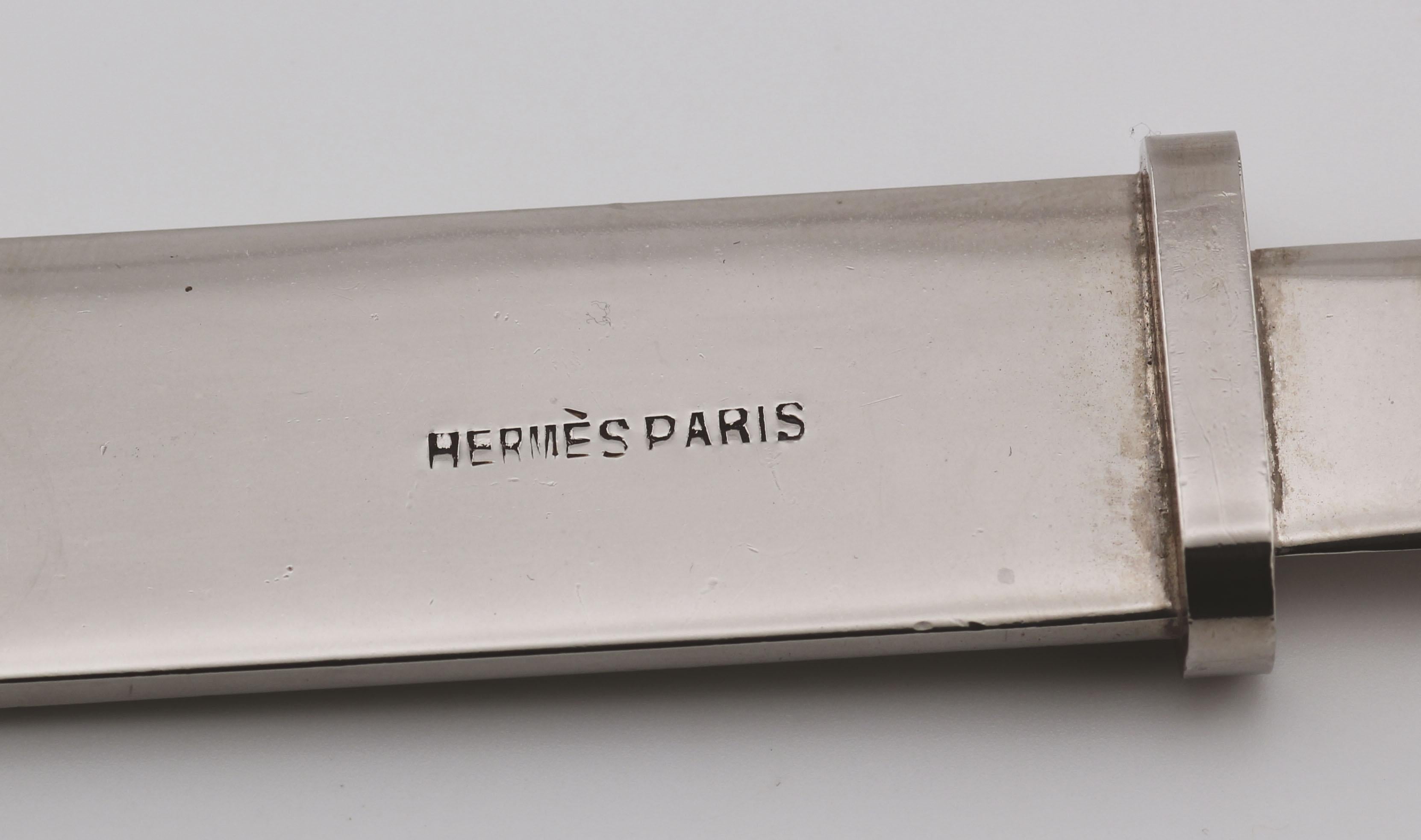 Ouvre-lettres Hermes Paris Motif Cheval en métal argenté en vente 1