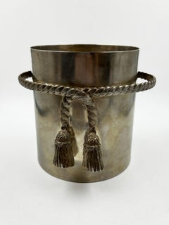 Hermès Paris Ice Bucket with Braided Tassel Handles, Silver-Plated Metal
