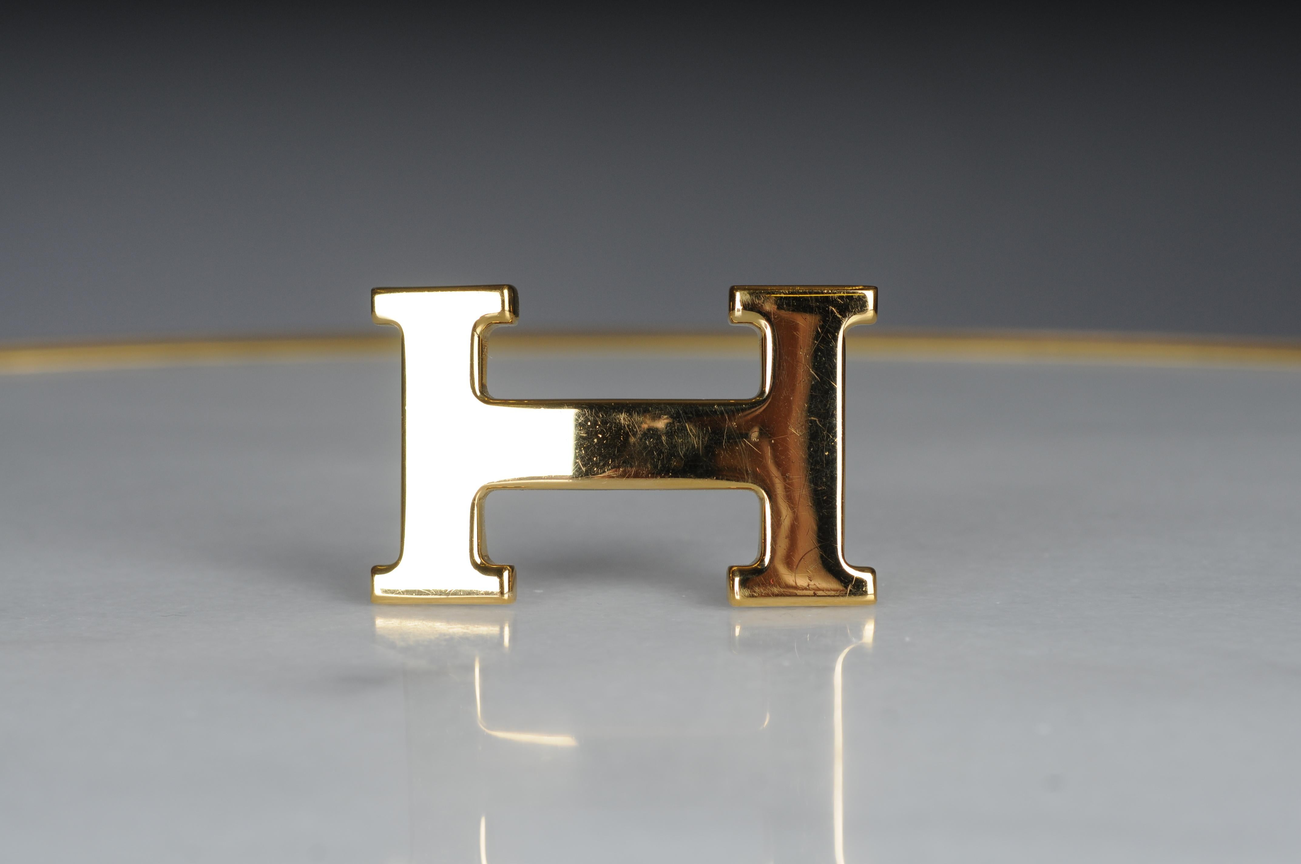 Hermes Paris interchangeable ostrich leather belt for  Gold H buckle belt For Sale 6