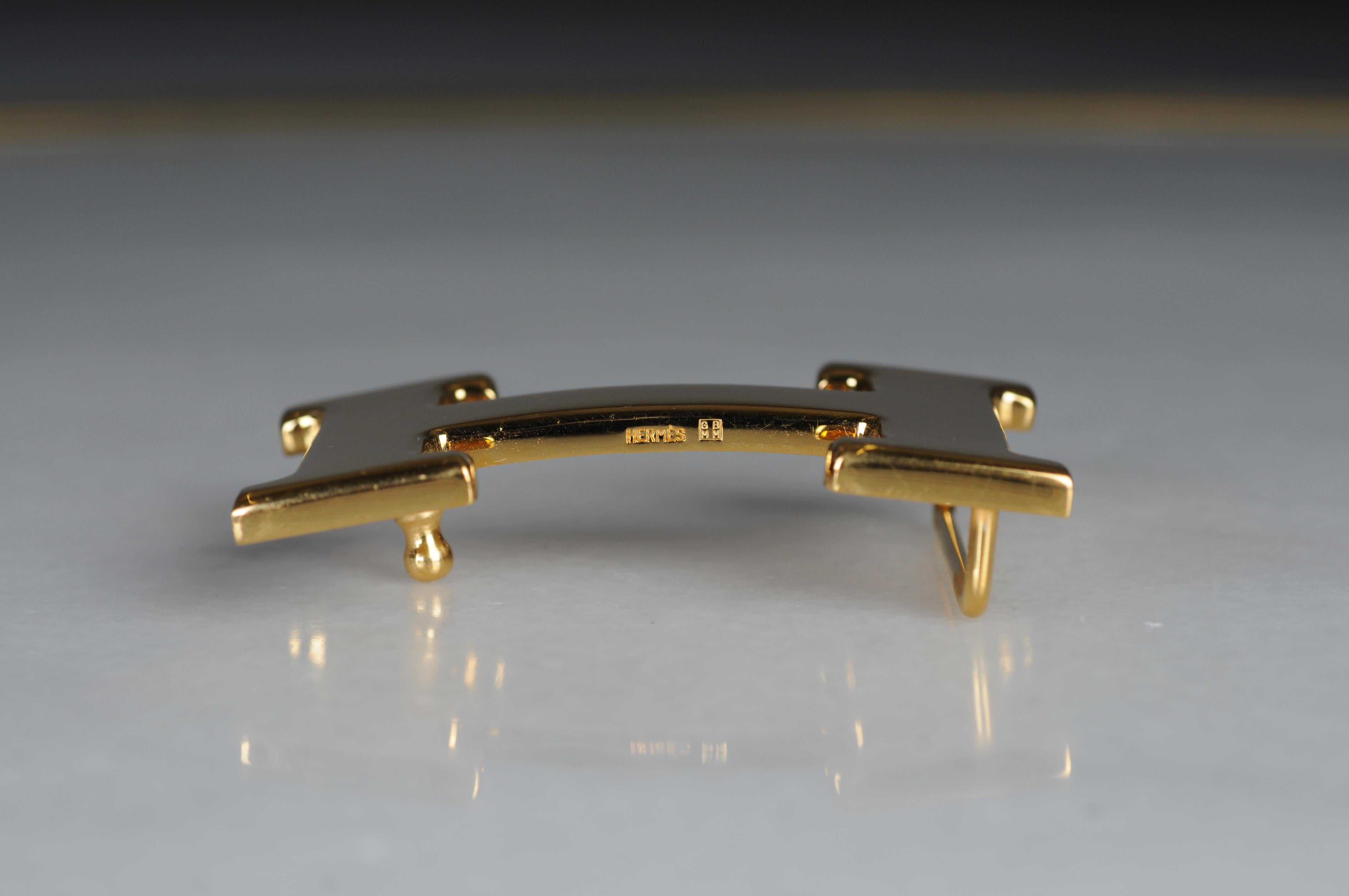 Hermes Paris interchangeable ostrich leather belt for  Gold H buckle belt For Sale 7