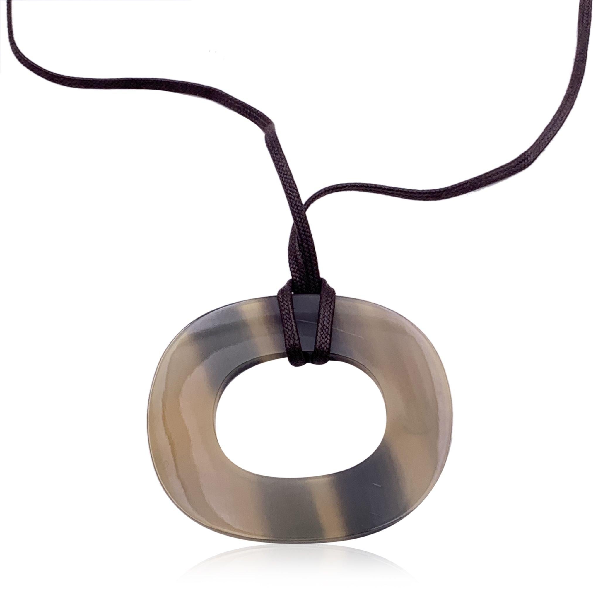 Women's Hermes Paris Isthme Oval Buffalo Horn Pendant Necklace