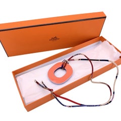 Hermes Paris Isthme Oval Laquered Wood Pendant Necklace